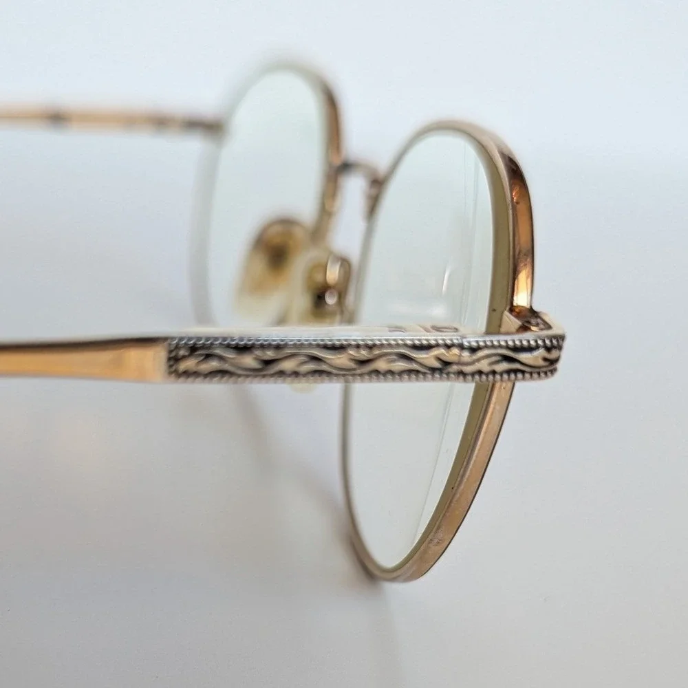 Liberty Gold Tone Frames Round Red Shiny‎ Filigree Glasses WY-15 FRAMES ONLY